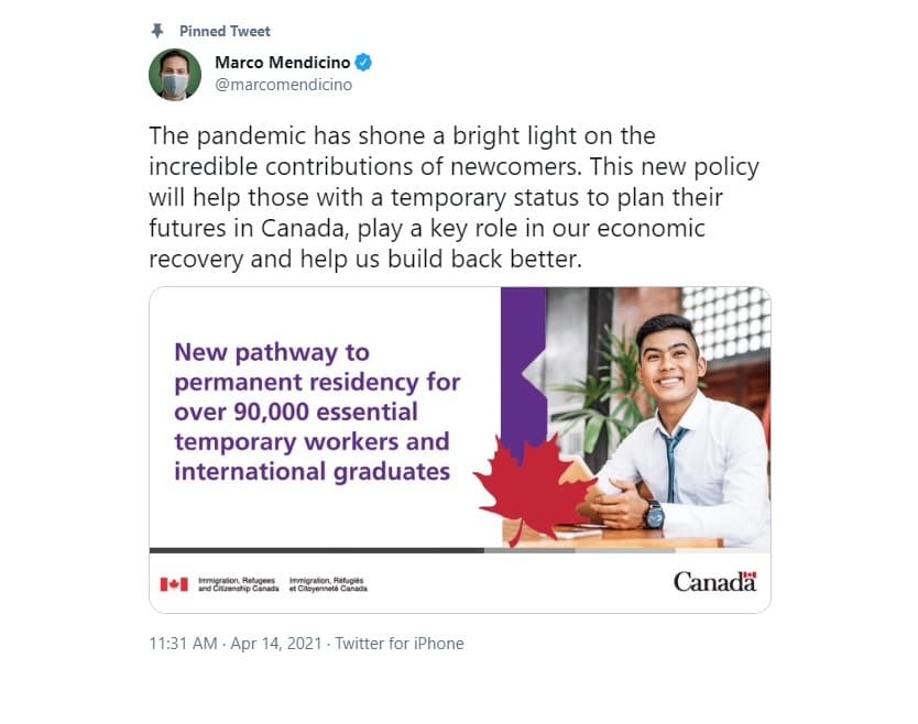 fedrel-government-creating-a-new-means-to-permanent-residency-for-90-000-essential-workers-and-international-graduates-marco-mendicino