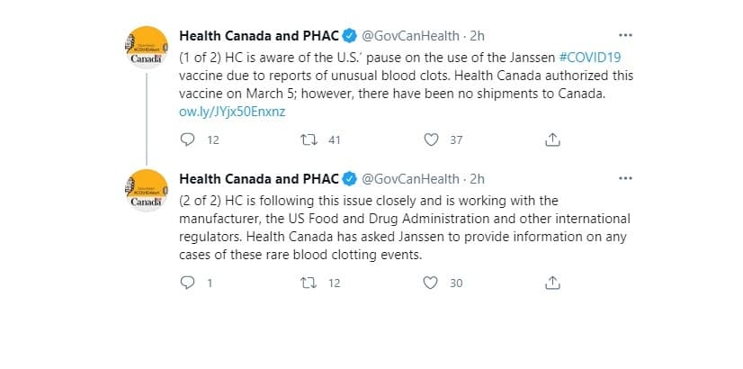 health-canada-investigating-reports-johnson-johnson-covid-19-vaccine-may-be-linked-to-extremely-rare-cases-of-blood-clots