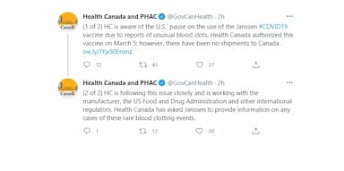 health-canada-investigating-reports-johnson-johnson-covid-19-vaccine-may-be-linked-to-extremely-rare-cases-of-blood-clots