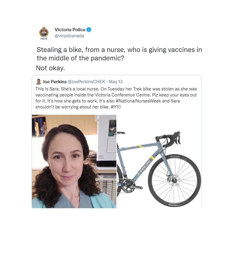 police-reunites-a-victoria-area-nurse-with-her-bike