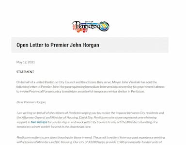 penticton-council-writes-letter-to-premier-seeking-intervention-in-shelter-dispute