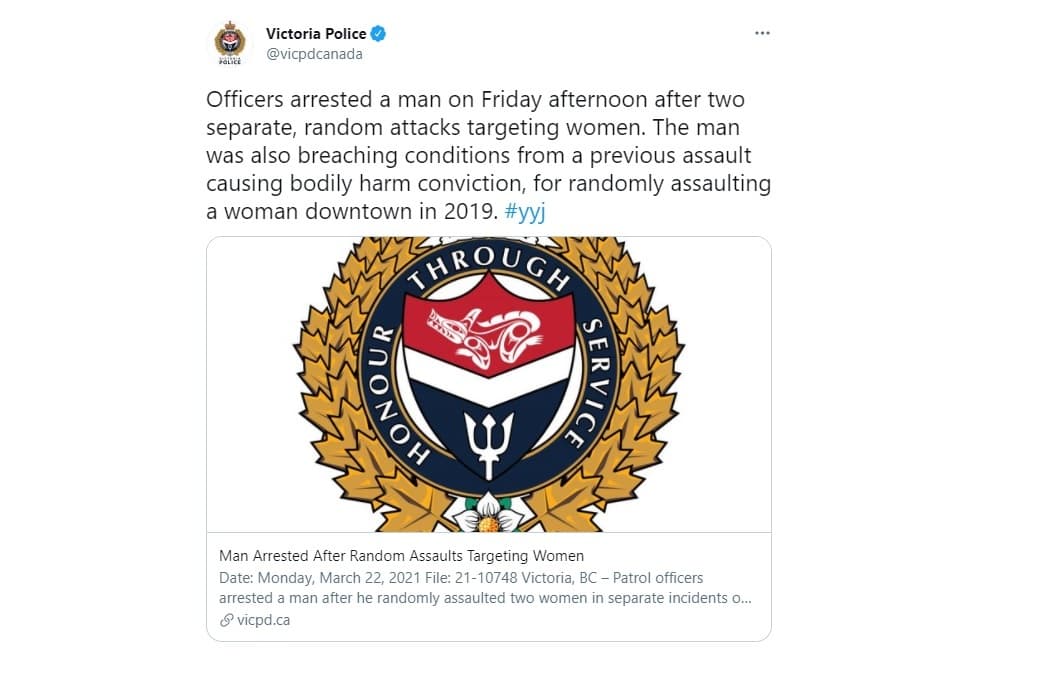 man-faces-several-charges-after-two-alleged-unprovoked-attacks-on-women-in-victoria