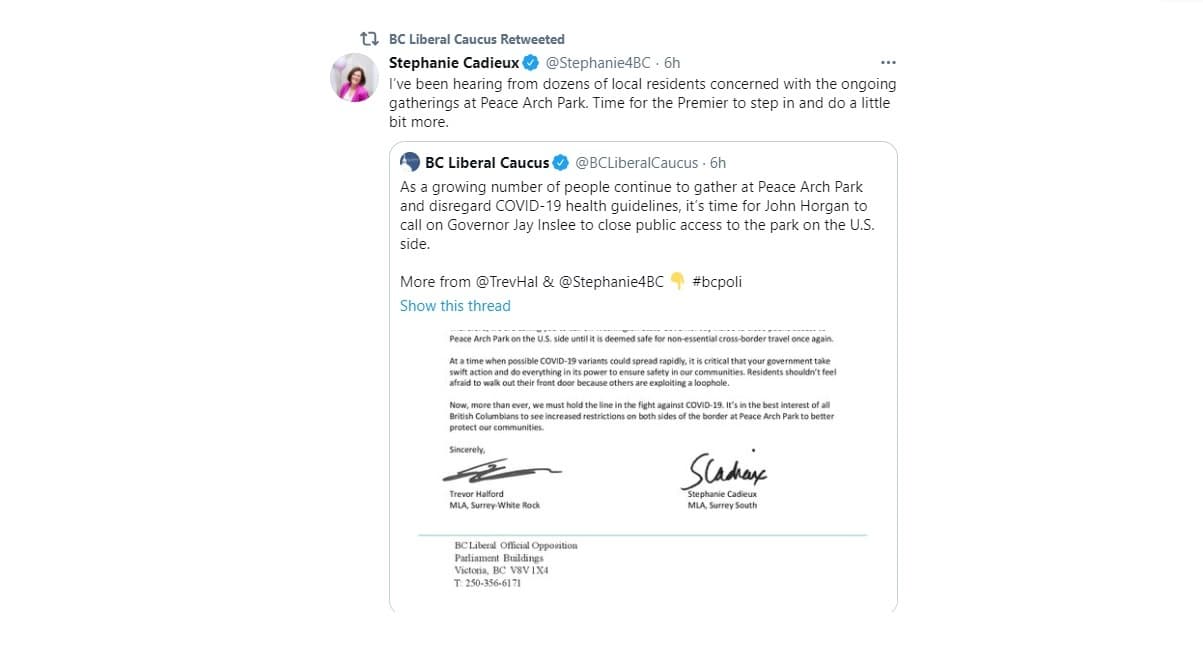 horgan-says-cross-border-tent-gatherings-at-peace-arch-park-a-federal-issue